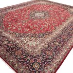 383 x 293 cm Hand-Knotted Red Persian Kashan Wool Ru