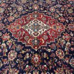 380 x 265cm Hand Knotted Floral Persian Kashan Navy Wool Rug - Image 3