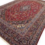 370 x 270 cm Signed Hand-Knotted Red Persian Kashan Wool Rug