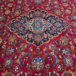 370 x 270 cm Signed Hand-Knotted Red Persian Kashan Wool Rug