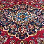 370 x 270 cm Signed Hand-Knotted Red Persian Kashan Wool Rug