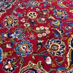 370 x 270 cm Signed Hand-Knotted Red Persian Kashan Wool Rug