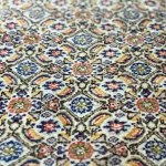 Ivory & Red Persian Moud Wool & Silk Hand Knotted Rug