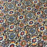 Ivory & Red Persian Moud Wool & Silk Hand Knotted Rug