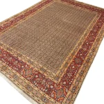 345 x 240 cm Ivory & Red Persian Moud Wool & Silk Hand Knotted Rug