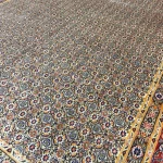 Ivory & Red Persian Moud Wool & Silk Hand Knotted Rug