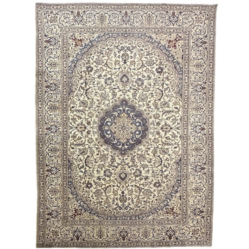350 x 245cm Vintage Hand-Knotted Persian Nain 9La Rug – Wool Rug
