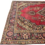 345 × 252cm Vintage Hand-Knotted Persian Tabriz Rug – Red & Blue - Image 8