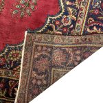 345 × 252cm Vintage Hand-Knotted Persian Tabriz Rug – Red & Blue - Image 9