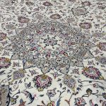 354 x 238cm Hand Knotted Persian Kashan Ivory Wool Rug - Image 7