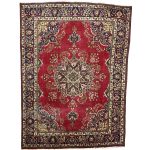 345 x 255cm Hand Knotted Vintage Persian Tabriz Wool – Red Rug
