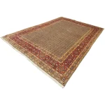 345 x 240 cm Ivory & Red Persian Moud Wool & Silk Hand Knotted Rug