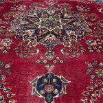 345 x 255cm Hand Knotted Vintage Persian Tabriz Wool – Red Rug - Image 7