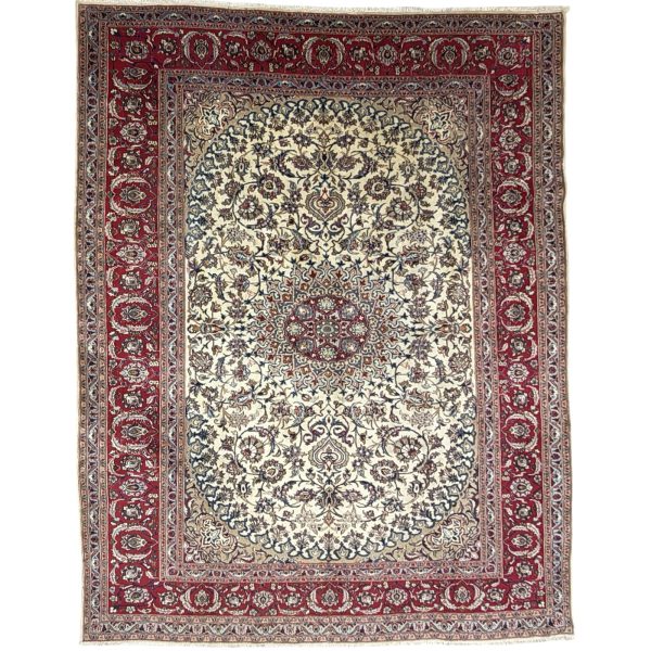 390 x 294 cm Hand-Knotted Persian Nain Wool & Silk Rug