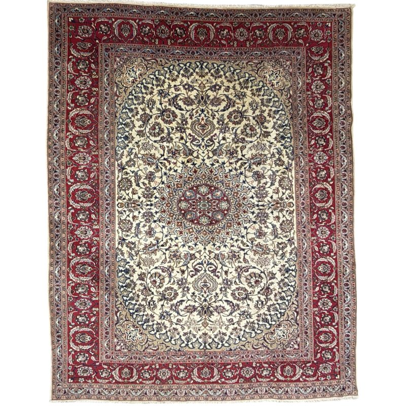 390 x 294 cm Hand-Knotted Persian Nain Wool & Silk Rug