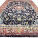 400 x 290 cm Hand-Knotted Sun-Washed Persian Sarough Navy Wool Rug