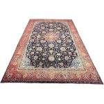 400 x 290 cm Hand-Knotted Sun-Washed Persian Sarough Navy Wool Rug