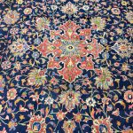 400 x 290 cm Hand-Knotted Sun-Washed Persian Sarough Navy Wool Rug