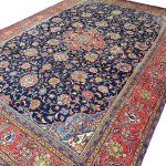400 x 290 cm Hand-Knotted Sun-Washed Persian Sarough Navy Wool Rug