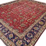 376 x 293 cm Hand-Knotted Vintage All-Over Persian Tabriz Red Wool Rug