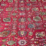 376 x 293 cm Hand-Knotted Vintage All-Over Persian Tabriz Red Wool Rug