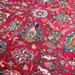 376 x 293 cm Hand-Knotted Vintage All-Over Persian Tabriz Red Wool Rug