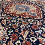 355 x 245cm Navy Blue & Red Hand-Knotted Persian Kashmar Wool Rug - Image 6