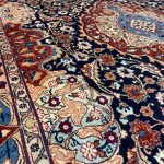 355 x 245cm Perspolis Hand-Knotted Persian Kashmar Wool Rug – Navy Blue & Red