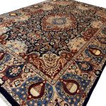 355 x 245cm Perspolis Hand-Knotted Persian Kashmar Wool Rug – Navy Blue & Red