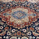 355 x 245cm Perspolis Hand-Knotted Persian Kashmar Wool Rug – Navy Blue & Red