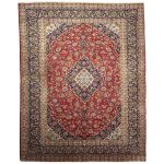 400 × 298 cm Vintage Hand-Knotted Persian Kashan Rug – Red Wool