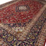 400 × 298 cm Vintage Hand-Knotted Persian Kashan Rug – Red Wool