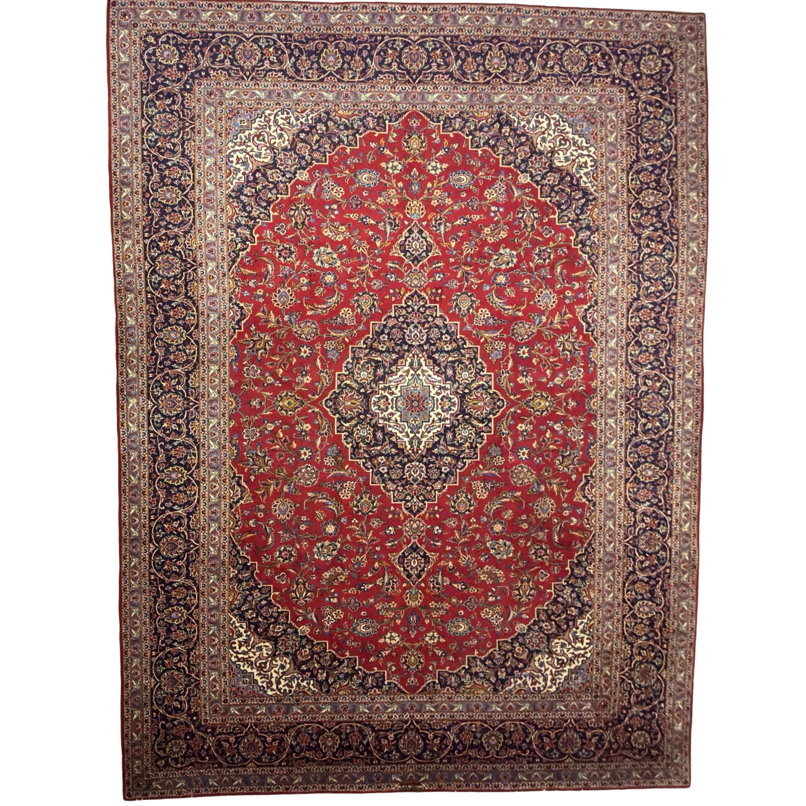 67888_61 390 x 290cm Hand Knotted Persian Floral Kashan – Red Wool Rug