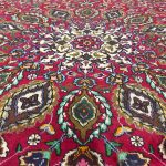 383 × 285cm Vintage Red Hand-Knotted Persian Sheikh Safi Tabriz Rug - Image 6