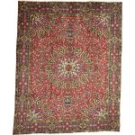 383 × 285cm Vintage Red Hand-Knotted Persian Sheikh Safi Tabriz Rug