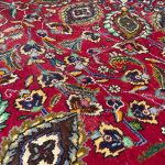 383 × 285cm Vintage Red Hand-Knotted Persian Sheikh Safi Tabriz Rug - Image 3
