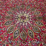 383 × 285cm Vintage Red Hand-Knotted Persian Sheikh Safi Tabriz Rug - Image 5
