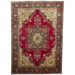 340 x 240 cm Red Persian Tabriz Floral Medallion Wool Hand Knotted Rug