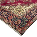 Red Persian Tabriz Floral Medallion Wool Hand Knotted Rug