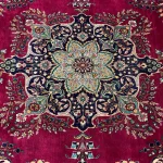Red Persian Tabriz Floral Medallion Wool Hand Knotted Rug