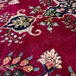 Red Persian Tabriz Floral Medallion Wool Hand Knotted Rug