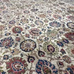 390 x 275cm Ivory & Soft Pink Vintage Persian Tabriz Floral Wool Hand Knotted Rug