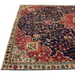 310 x 215 cm Navy & Red Vintage Persian Tabriz Wool Hand Knotted Floral Medallion Rug - Image 9
