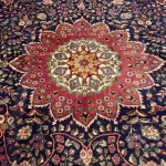 310 x 215 cm Navy & Red Vintage Persian Tabriz Wool Hand Knotted Floral Medallion Rug - Image 4