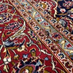 369 x 274 cm Navy Blue & Red Vintage Persian Kashan Wool Hand Knotted Rug - Image 9
