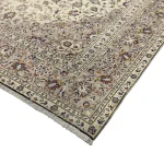 345 x 250 cm Ivory, Taupe & Navy Vintage Persian Kashan Wool Hand Knotted Rug - Image 6