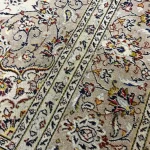 345 x 250 cm Ivory, Taupe & Navy Vintage Persian Kashan Wool Hand Knotted Rug - Image 7