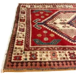 346 x 103 cm Red & Navy Vintage Persian Karaja Wool Hand Knotted Runner Rug