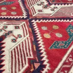 346 x 103 cm Red & Navy Vintage Persian Karaja Wool Hand Knotted Runner Rug