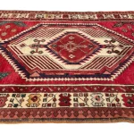 346 x 103 cm Red & Navy Vintage Persian Karaja Wool Hand Knotted Runner Rug - Image 3